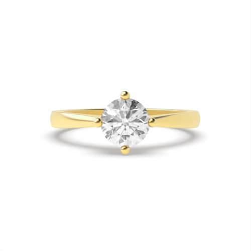 4 Prong Round Yellow Gold Compass set Engagement Rings