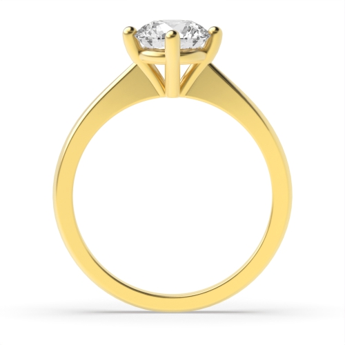 4 Prong Round Yellow Gold Compass set Engagement Rings