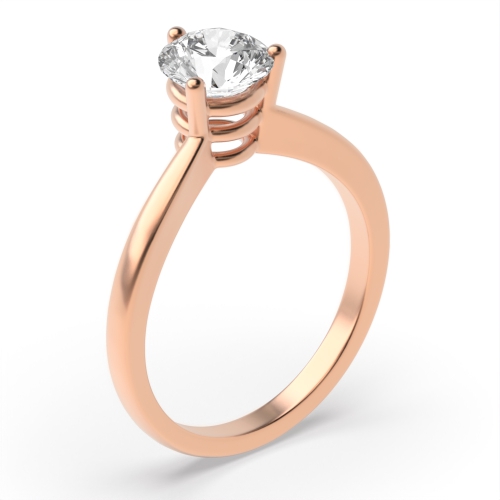 3 Prong Round Rose Gold Solitaire Engagement Rings