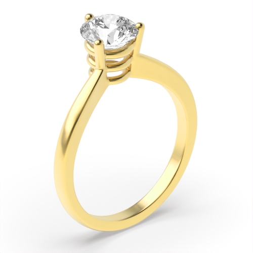 3 Prong Round Yellow Gold Unusual Engagement Rings
