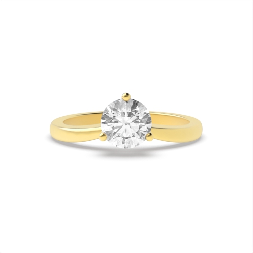 3 Prong Round Yellow Gold Unusual Engagement Rings