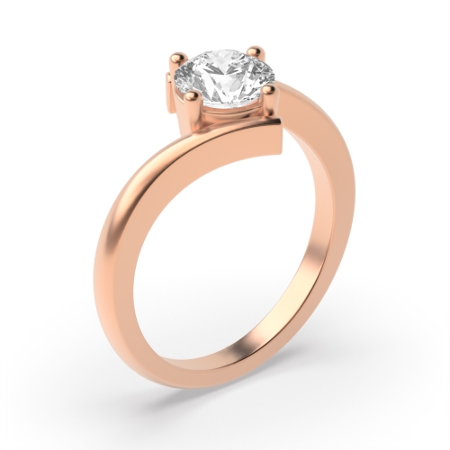4 Prong Round Rose Gold Modern twist shoulder Engagement Rings