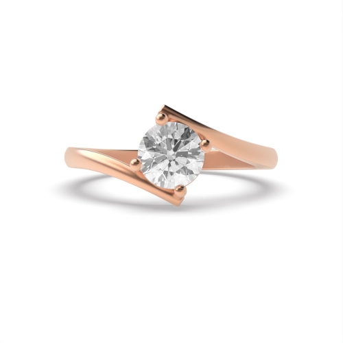 4 Prong Round Rose Gold Modern twist shoulder Engagement Rings