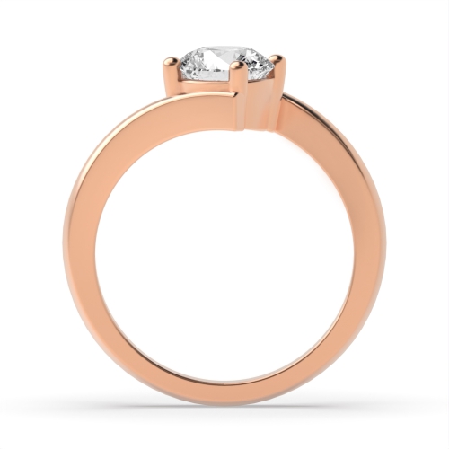 4 Prong Round Rose Gold Modern twist shoulder Engagement Rings