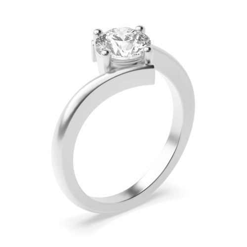4 Prong Round Modern twist shoulder Engagement Rings