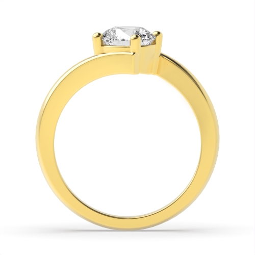4 Prong Round Yellow Gold Modern twist shoulder Engagement Rings