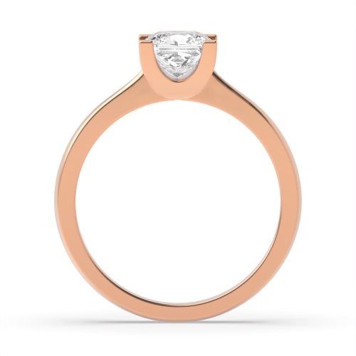 4 Prong Princess Rose Gold U set corner claws Engagement Rings