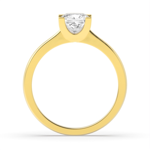 4 Prong Princess Yellow Gold U set corner claws Engagement Rings