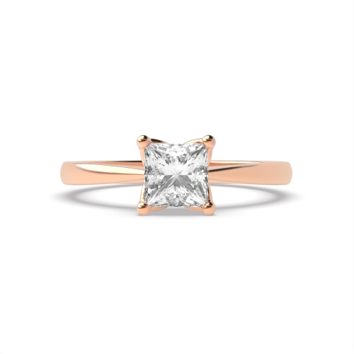 4 Prong Princess Rose Gold Flower head Engagement Rings