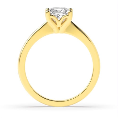 4 Prong Princess Yellow Gold Flower head Engagement Rings