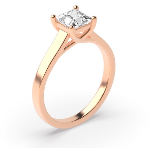 4 Prong Princess Rose Gold Crossover claws Engagement Rings