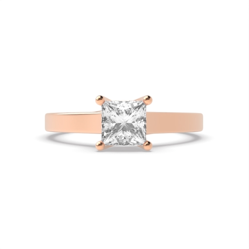 4 Prong Princess Rose Gold Crossover claws Engagement Rings