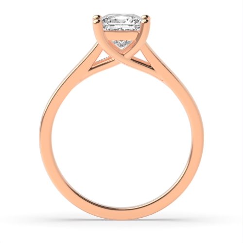 4 Prong Princess Rose Gold Crossover claws Engagement Rings