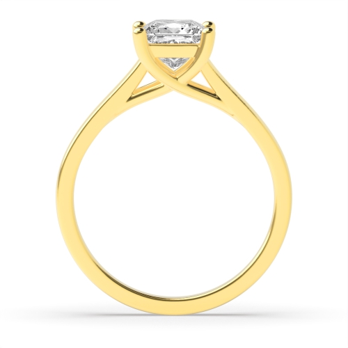 4 Prong Princess Yellow Gold Crossover claws Engagement Rings
