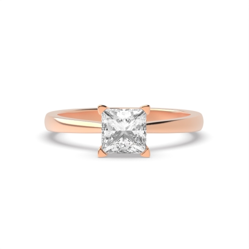 4 Prong Princess Rose Gold Square claws Engagement Rings