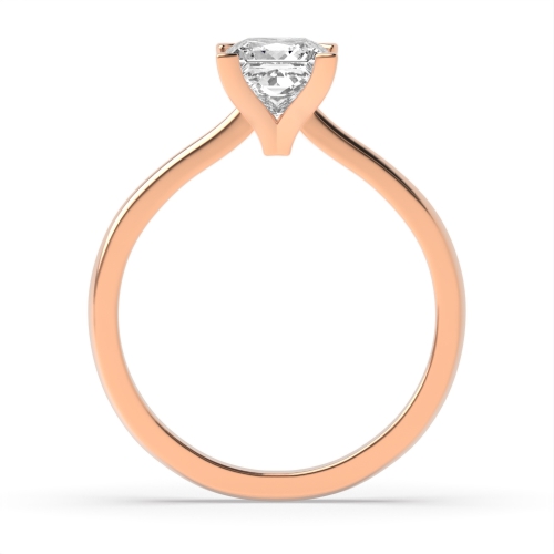 4 Prong Princess Rose Gold Square claws Engagement Rings
