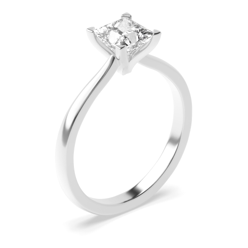 4 Prong Princess Square claws Naturally Mined Diamond Engagement Rings