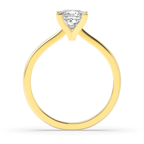 4 Prong Princess Yellow Gold Square claws Engagement Rings