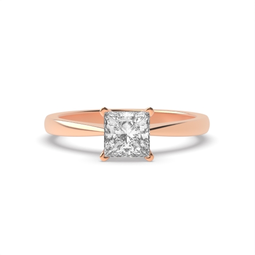 4 Prong Princess Rose Gold Corner claws tapered Engagement Rings
