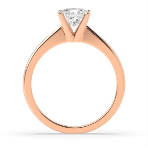 4 Prong Princess Rose Gold Corner claws tapered Engagement Rings