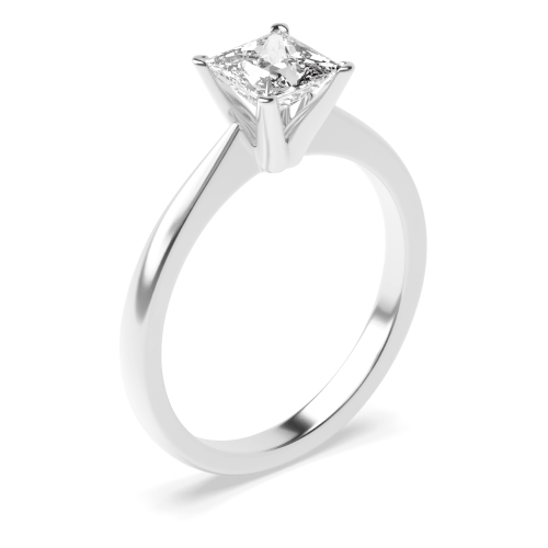 4 Prong Princess Platinum Corner claws tapered Engagement Rings