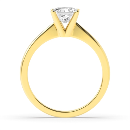 4 Prong Princess Yellow Gold Corner claws tapered Engagement Rings