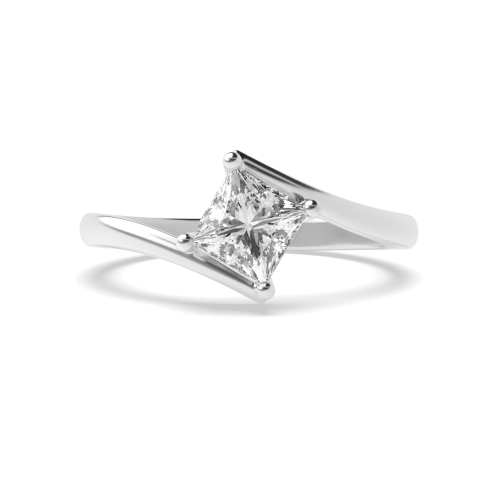 4 Prong Princess Sterling Naturally Mined Diamond Engagement Rings