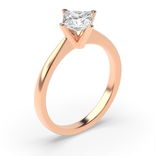 4 Prong Princess Rose Gold Compass corner claws Engagement Rings
