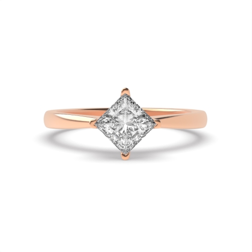 4 Prong Princess Rose Gold Compass corner claws Engagement Rings