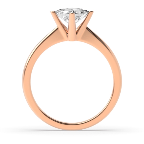 4 Prong Princess Rose Gold Compass corner claws Engagement Rings