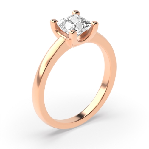 4 Prong Princess Rose Gold Solitaire Engagement Rings