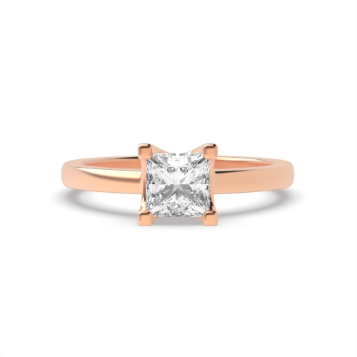 4 Prong Princess Rose Gold Square claws low set Engagement Rings