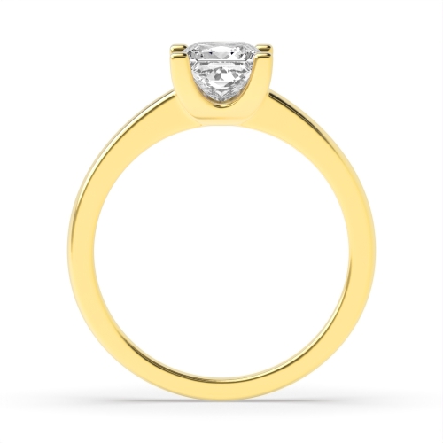 4 Prong Princess Yellow Gold Square claws low set Engagement Rings