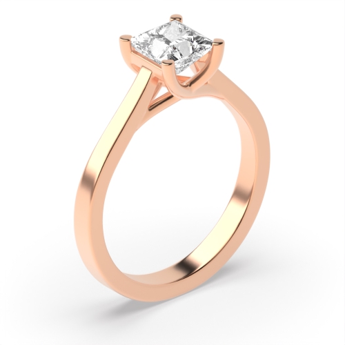 4 Prong Princess Rose Gold Crossover d claws Engagement Rings