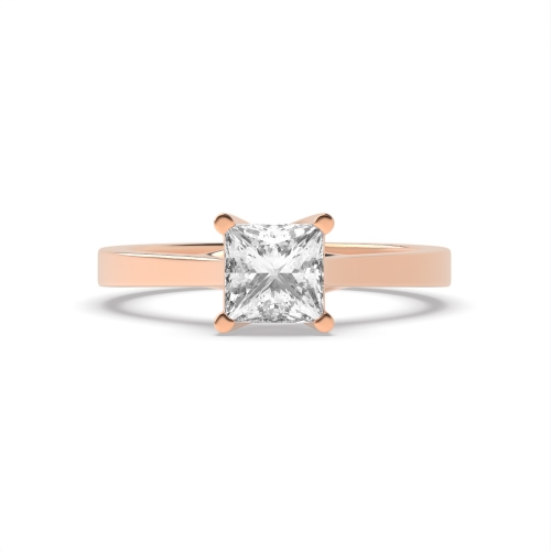 4 Prong Princess Rose Gold Crossover d claws Engagement Rings