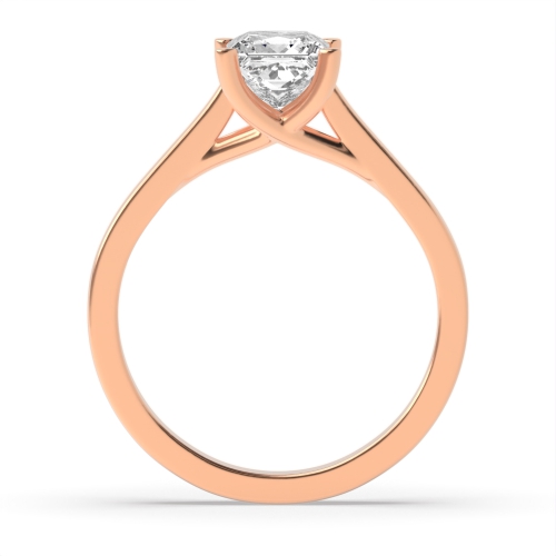 4 Prong Princess Rose Gold Crossover d claws Engagement Rings
