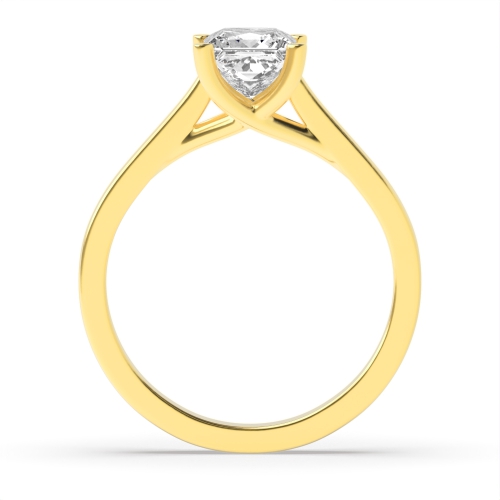 4 Prong Princess Yellow Gold Crossover d claws Engagement Rings