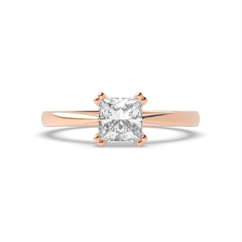 4 Prong Princess Rose Gold Twin claws Engagement Rings