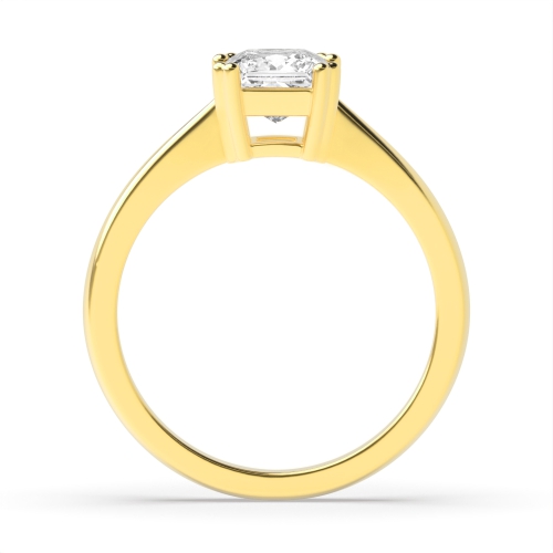 4 Prong Princess Yellow Gold Twin claws Engagement Rings
