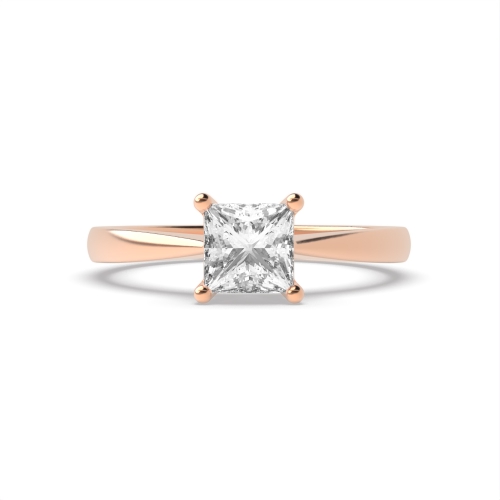 4 Prong Princess Rose Gold Open setting tapered Engagement Rings