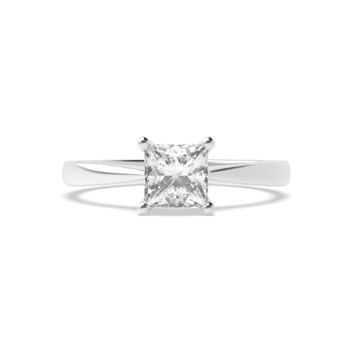 4 Prong Princess Open setting tapered Naturally Mined Diamond Engagement Rings