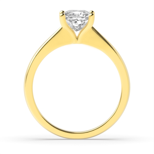 4 Prong Princess Yellow Gold Open setting tapered Engagement Rings