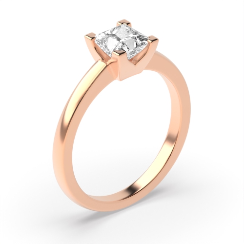 4 Prong Princess Rose Gold Corner claws Engagement Rings