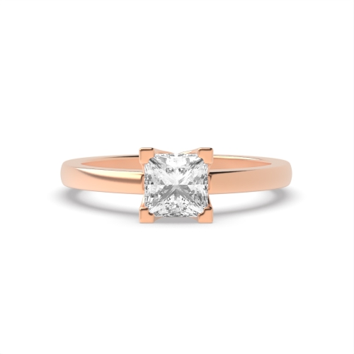 4 Prong Princess Rose Gold Corner claws Engagement Rings