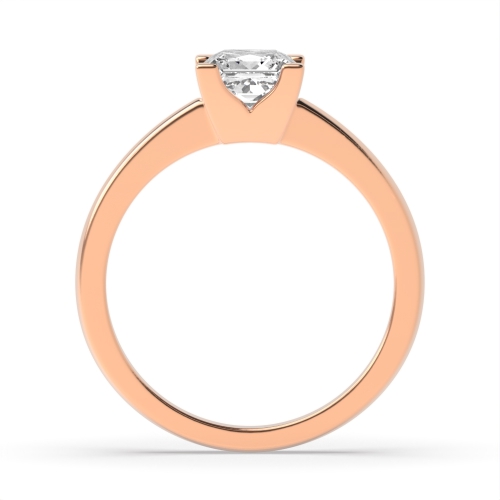 4 Prong Princess Rose Gold Corner claws Engagement Rings