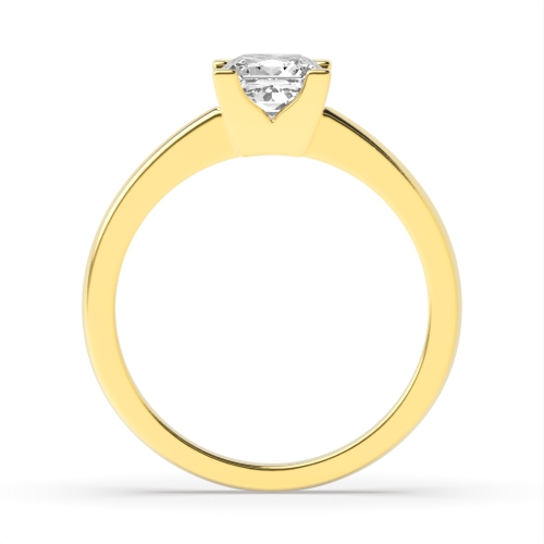 4 Prong Princess Yellow Gold Corner claws Engagement Rings