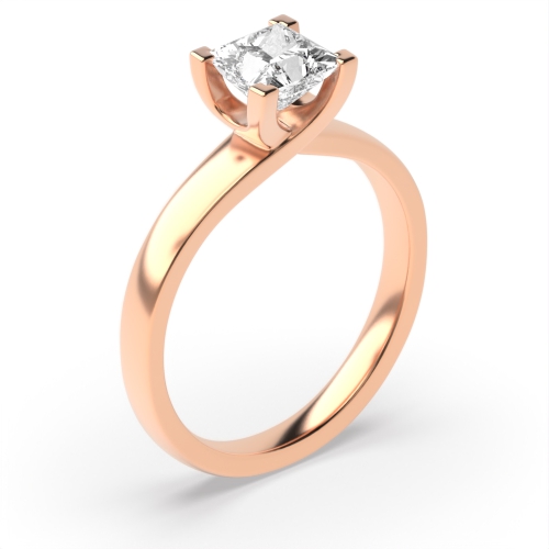 4 Prong Princess Rose Gold Corner claws Crossover Engagement Rings