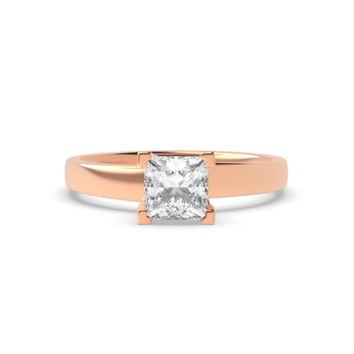 4 Prong Princess Rose Gold Corner claws Crossover Engagement Rings
