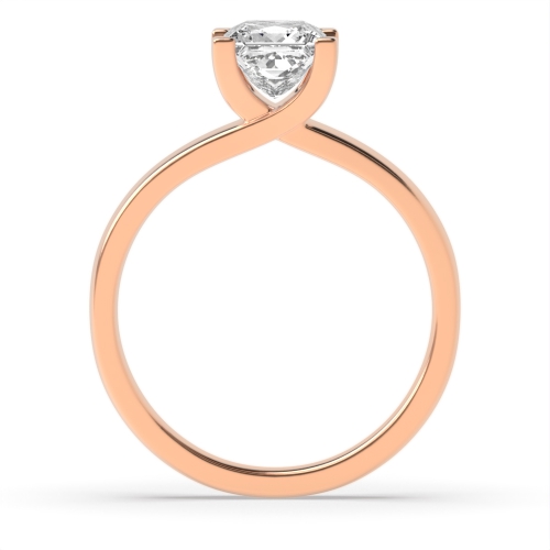 4 Prong Princess Rose Gold Corner claws Crossover Engagement Rings