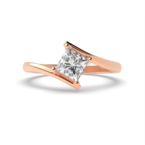 4 Prong Princess Rose Gold Flawless Engagement Rings